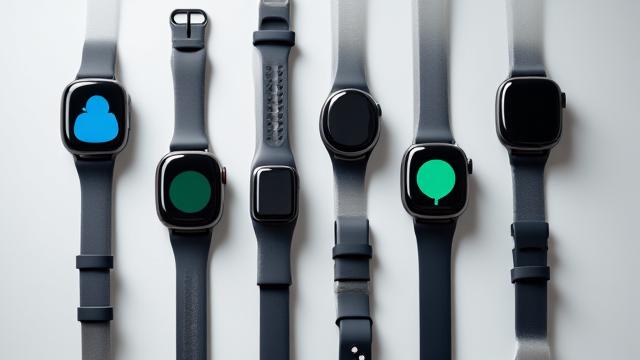 Una selezione di dispositivi wearable di ultima generazione (smartwatch, fitness tracker) ben disposti su una superficie chiara, che simboleggia scelta e tecnologia.